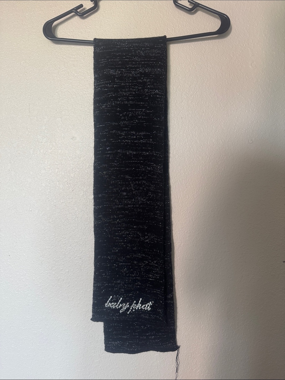 Baby Phat Black Metallic Thread Knit Scarf